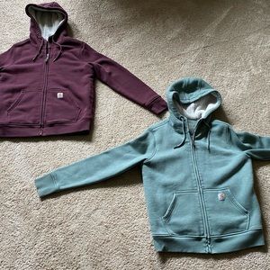 women’s Sherpa lined zip up carhartt sweater